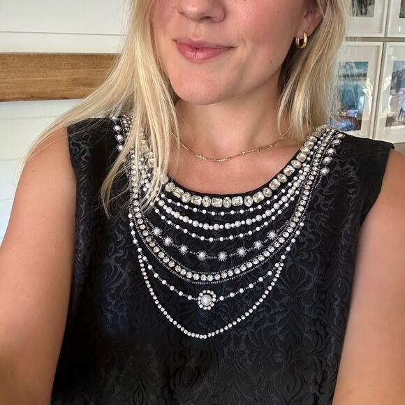 NWT Alicia and Olivia Jewel Embellished Textured Pleated Gown Black - Picture 5 of 12